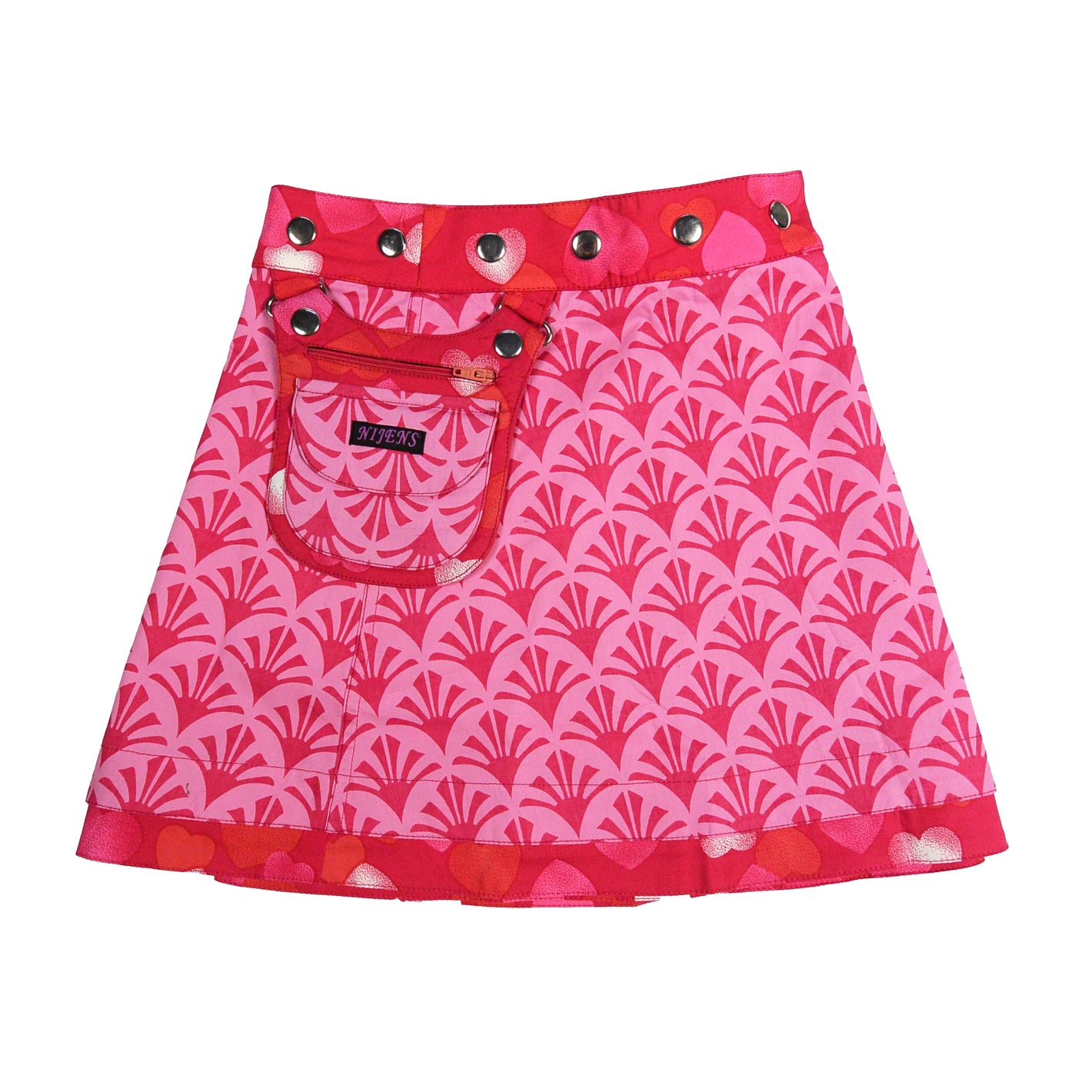 Nijens Kinderrock Baumwollrock mit Herzen Fuchsia-Rosa