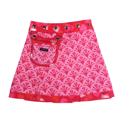 Nijens Kinderrock Baumwollrock mit Herzen Fuchsia-Rosa