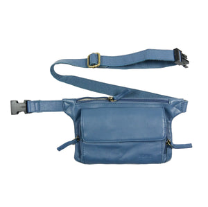 Nijens Bauchtasche Leder Hellblau Pouch Outdoor Unisex