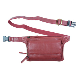 Nijens Bauchtasche Damen Leder in Rot Pouch Outdoor