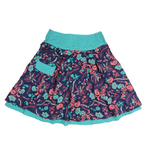 Nijens Damen Rock mit Gummibund Wenderock aus Rayon Türkis-Blau