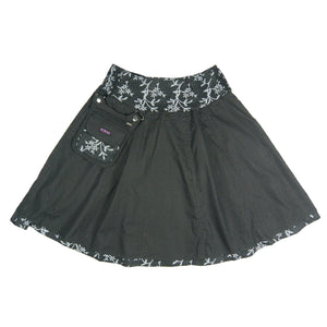 Nijens Damen Rock mit Gummibund Baumwolle Polka Dot Schwarz