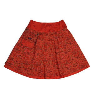 Nijens Wenderock Damen Rock Stoff Baumwolle Orange-Rot