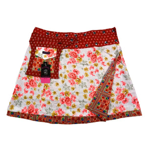 Nijens Sommerrock Stoff Damen Rock mit Blumenmuster Rot-Rosa