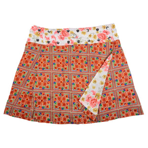 Nijens Sommerrock Stoff Damen Rock mit Blumenmuster Rot-Rosa 2