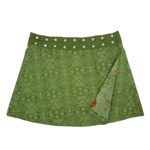 Nijens Wenderock XL Wickelrock aus Stoff-Baumwolle mit Floralen Motive Grün 2