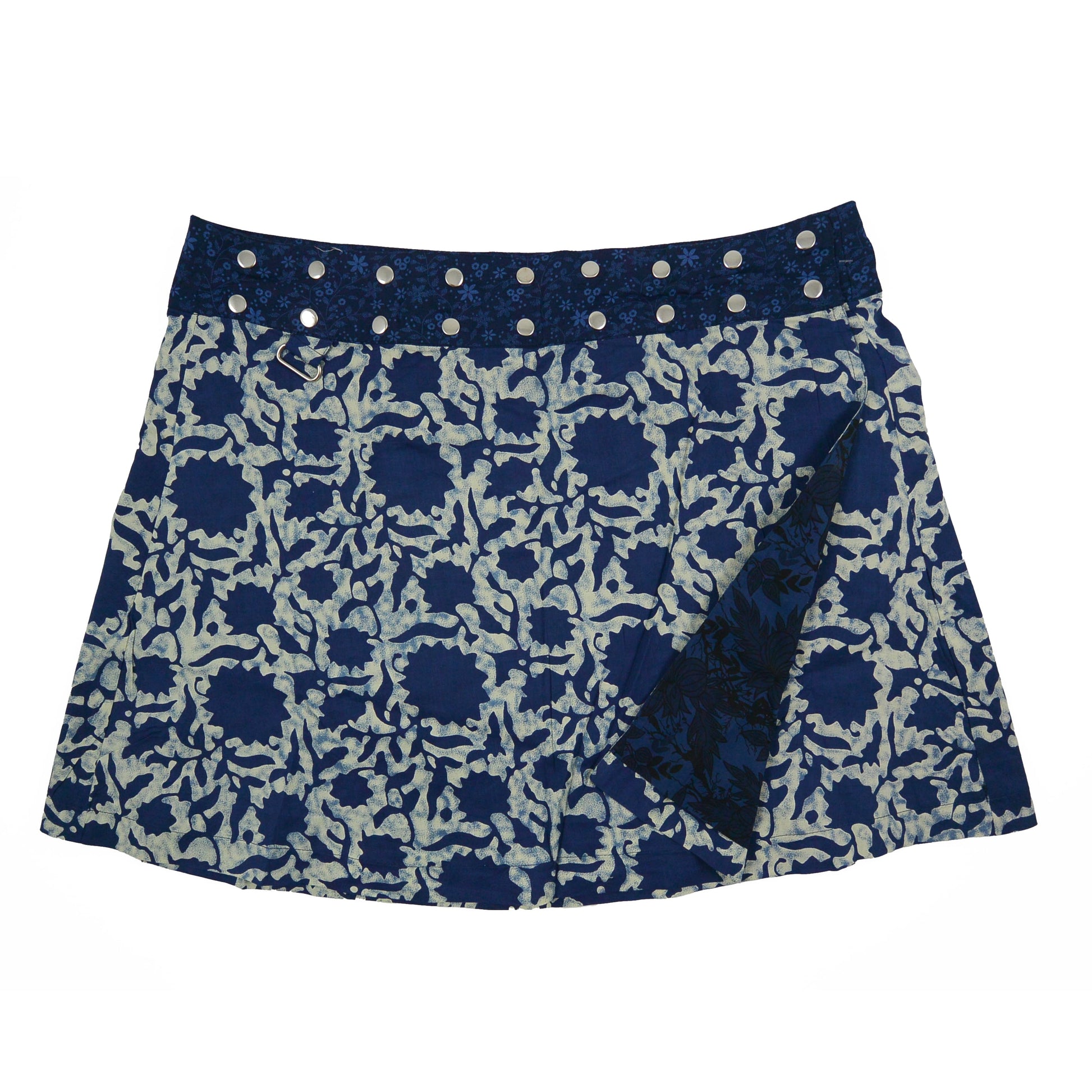 Nijens Wenderock XL Stoff-Baumwolle mit Floralen Motiven Indigo-Blau