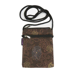 Nijens Kleine Tasche Handy-Tasche Stoff mit Blumenaufdruck in Braun Smolly