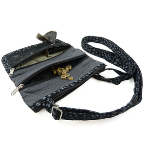 Nijens Gassi-Umhängetasche Futtertasche aus Stoff (Pfoten Motiv in Charcoal) mit Leckerlifach 2022