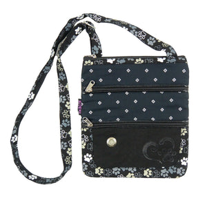 Nijens Gassi-Umhängetasche mit Leckerlifach mit Hundepfoten-Motiv in Schwarz Lisbon Small 854