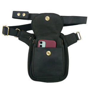 Gassi-Tasche Leder Charcoal Black Rindsleder S-XXXL für Hunde Nijens 2