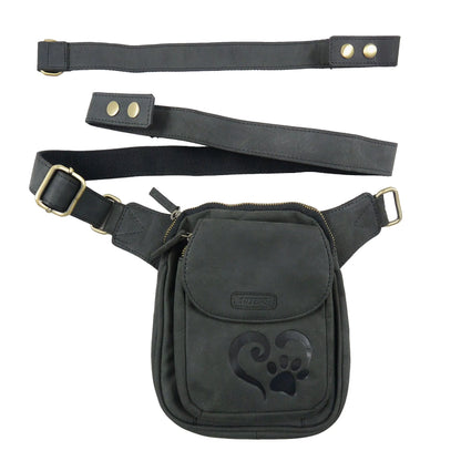 Gassi-Tasche Leder Charcoal Pfote mit Herz S-XXXL für Hunde Nijens 8