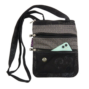 Nijens Gassi-Umhängetasche mit Leckerlifach (Stoff Black Flowers)