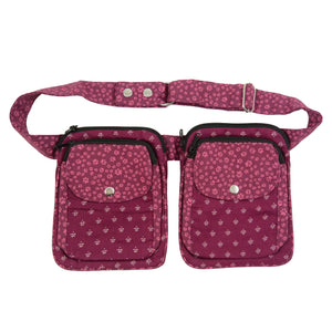 Nijens Doppelte Gassi-Tasche Leckerli-Beutel mit Pfoten-Motiv in Magenta für Hundetraining Dresden