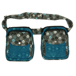 Nijens Doppelte Gassi-Tasche Leckerli-Beutel mit Pfoten-Motiv für Hundetraining