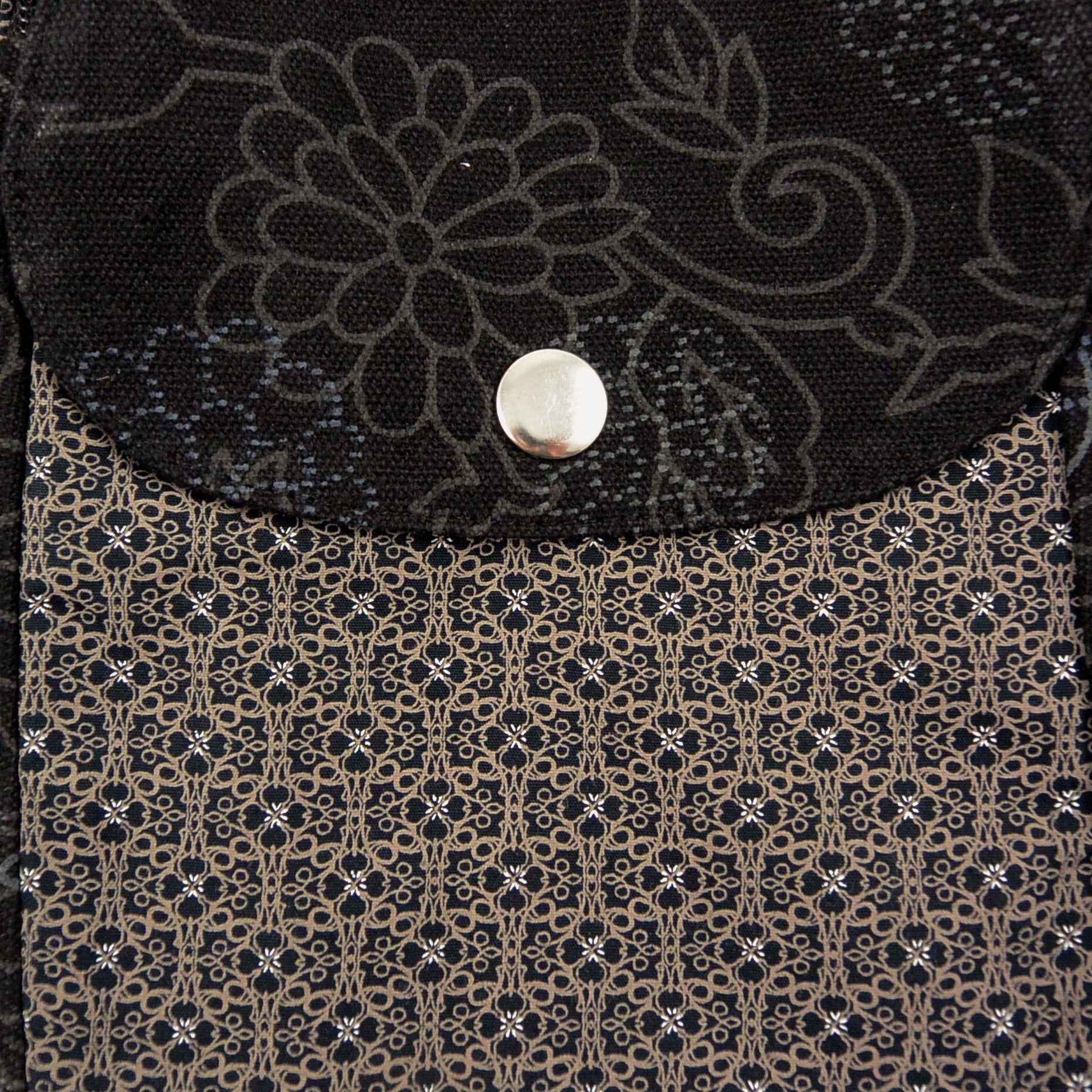 Nijens Doppelte Gassi-Tasche aus Stoff mit Floralen Motiv braun-schwarz