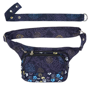 Nijens Gürteltasche Multifunktionale Gassi-Tasche XXXL für Hunde Wanderung (Stoff Lila Blumen) 