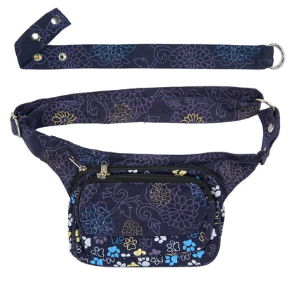 Nijens Gürteltasche Multifunktionale Gassi-Tasche XXXL für Hunde Wanderung (Stoff Lila Blumen) 