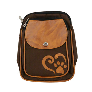 Nijens Wasserabeisende Beuteltasche mit Schlaufen - Hundepfote im Herz Braune Farbe