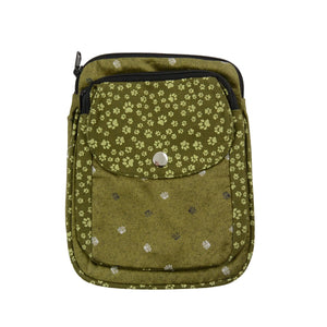 Nijens große Leckerli-Beuteltasche Stoff Pfoten Muster (Olive-Grün) mit Gürtelschlaufen - für Hundetraining