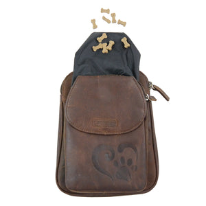 Nijens große Beuteltasche Leder Vintage Dunkelbraun Leckerlitasche für Hunde 2