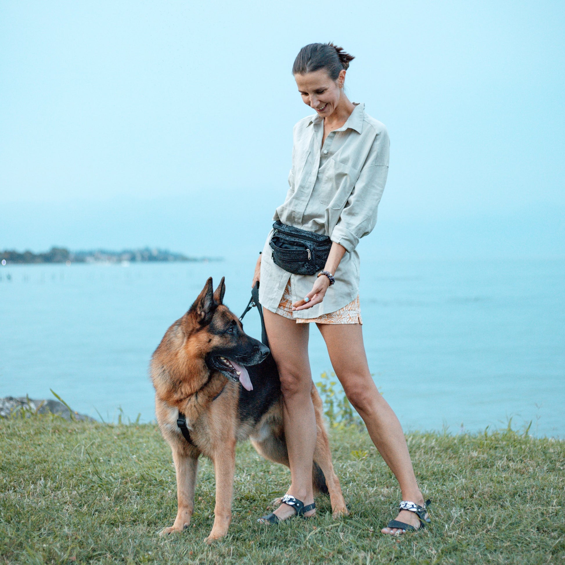 Nijens Bum-Bag Gassi-Tasche für Hundetraining Stoff Charcoal 