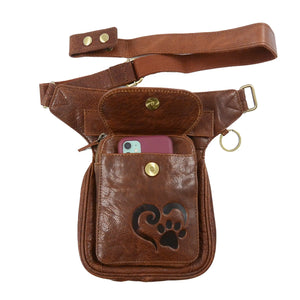 Nijens Gassi-Tasche Leder Brandy S-XXXL Pfote & Herz Motive für Hunde 2