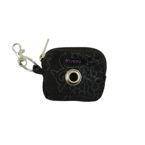 Nijens Kleine Beuteltasche - Hundekotbeutel Spender (Black Flowers) mit Öse und Karabiner