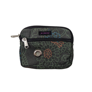 Nijens Kleine Beuteltasche mit Schlaufen, Öse, wasserdichtem Fach für Leckerlis (Blumenmuster Khaki)