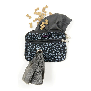 Kleine Beuteltasche mit Gürtelschlaufen, Öse, mit Hundepfoten-Motiv in Charcoal