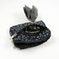 Kleine Beuteltasche für Hundekotbeutel, Stoff mit Hundepfoten-Motiv in Charcoal 0737