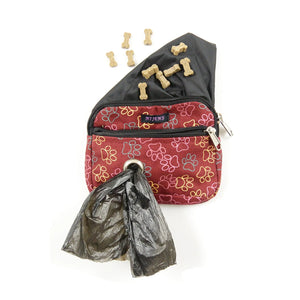 Nijens Kleine Beuteltasche (Rot) mit Schlaufen, waschbarem Reißverschlussfach für Huhndeleckerlis