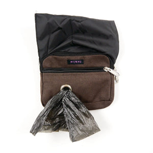 Nijens Kleine Beuteltasche - Hundekotbeutel Spender (Dunkelbraun) - mit wasserdichtem Futter für Leckerlis