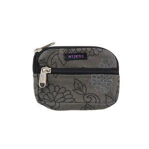 Nijens Kleine Beuteltasche Stoff Grau mit Blumen Motive