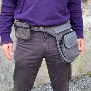 Nijens Kleine Beuteltasche mit Schlaufen - Stoff Täschchen Grau