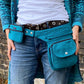 Kleine Beuteltasche Nijens Baumwollstoff in Cyan