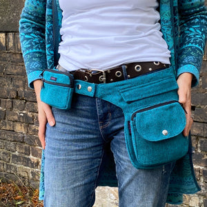 Nijens Kleine Beuteltasche mit Schlaufen, Öse, wasserdichtem Fach für Leckerlis (Cyan Two Tone 21) 07021 2