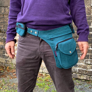 Nijens Kleine Beuteltasche Baumwollstoff Enzyme Wash in Teal