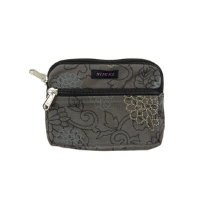 Nijens Stoff-Portemonnaie Blumenmuster in Grau