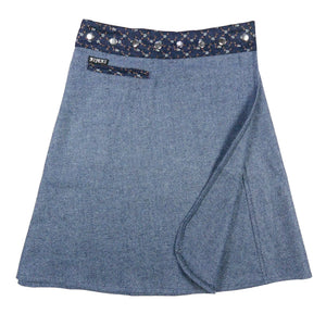 Nijens Wickelrock aus Wolle Graublau Tweed Damen