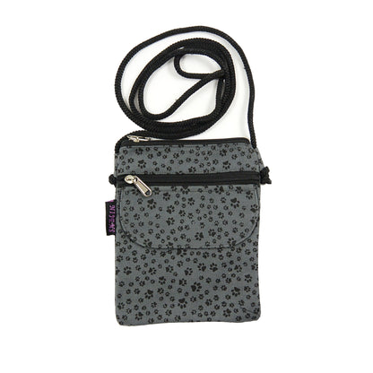 Umhängetasche Kleine Tasche Smartphone-Tasche mit Pfoten-Motiv in Grau Smolly PRO 48