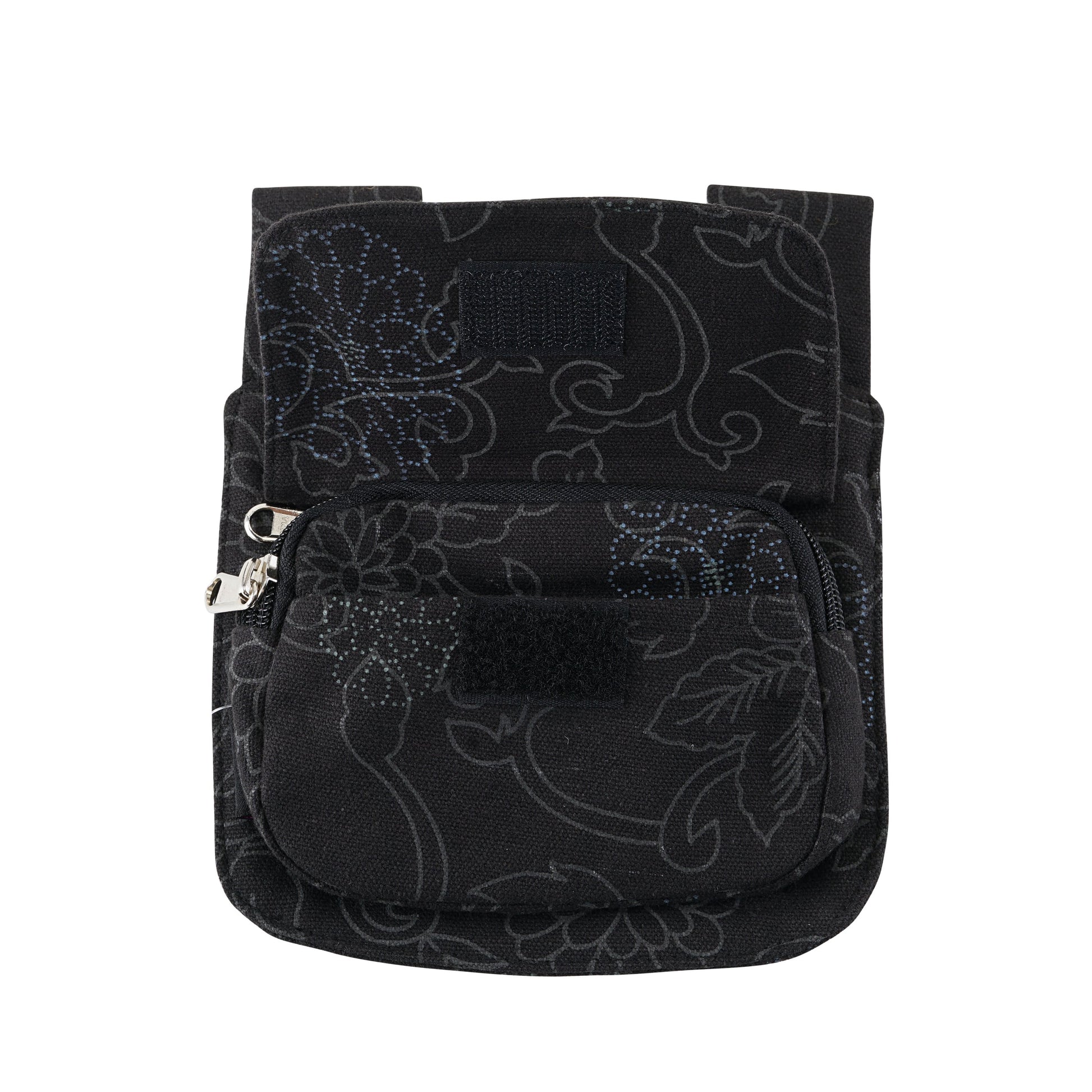 Stoff Beuteltasche Black Flowers mit Gürtelschlaufen  2