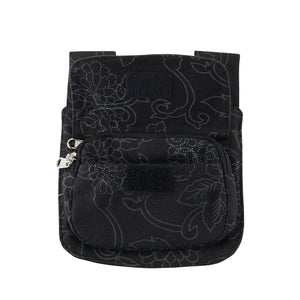 Stoff Beuteltasche Black Flowers mit Gürtelschlaufen  2