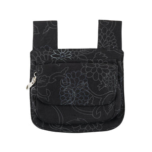 Stoff Beuteltasche Black Flowers mit Gürtelschlaufen Nijens 