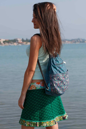 Nijens Ganga Rucksack Canvas Blaugrün