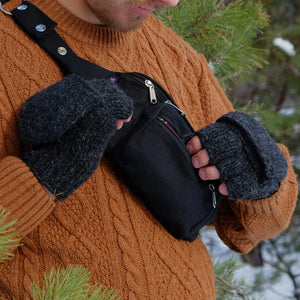 Nijens Schurwolle Handschuhe Schwarz Unisex