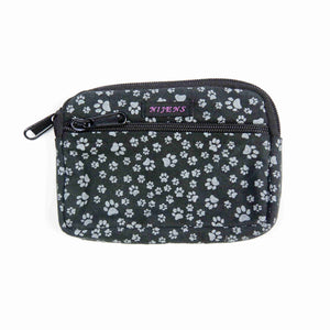 Nijens Kleine Beuteltasche mit Schlaufen - Stoff Täschchen mit Hundepfoten-Motiv Charcoal