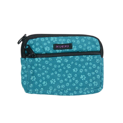 Nijens small pouch fabric with paw print in turquoise 05047