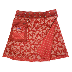 Wenderock Wickelrock Nijens Rock Rot Damen Baumwolle Indien Wrap Skirt Foto