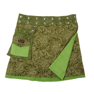 Wickelrock Kord-Stoff Lemongrün mit Paisley Nijens Skirts